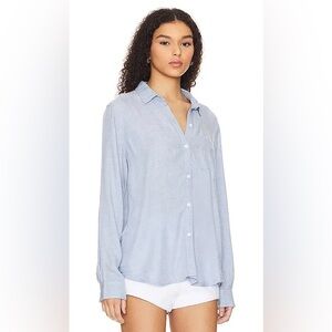 Rails Hunter Top in Heather Chambray Button Up Long Sleeve Top